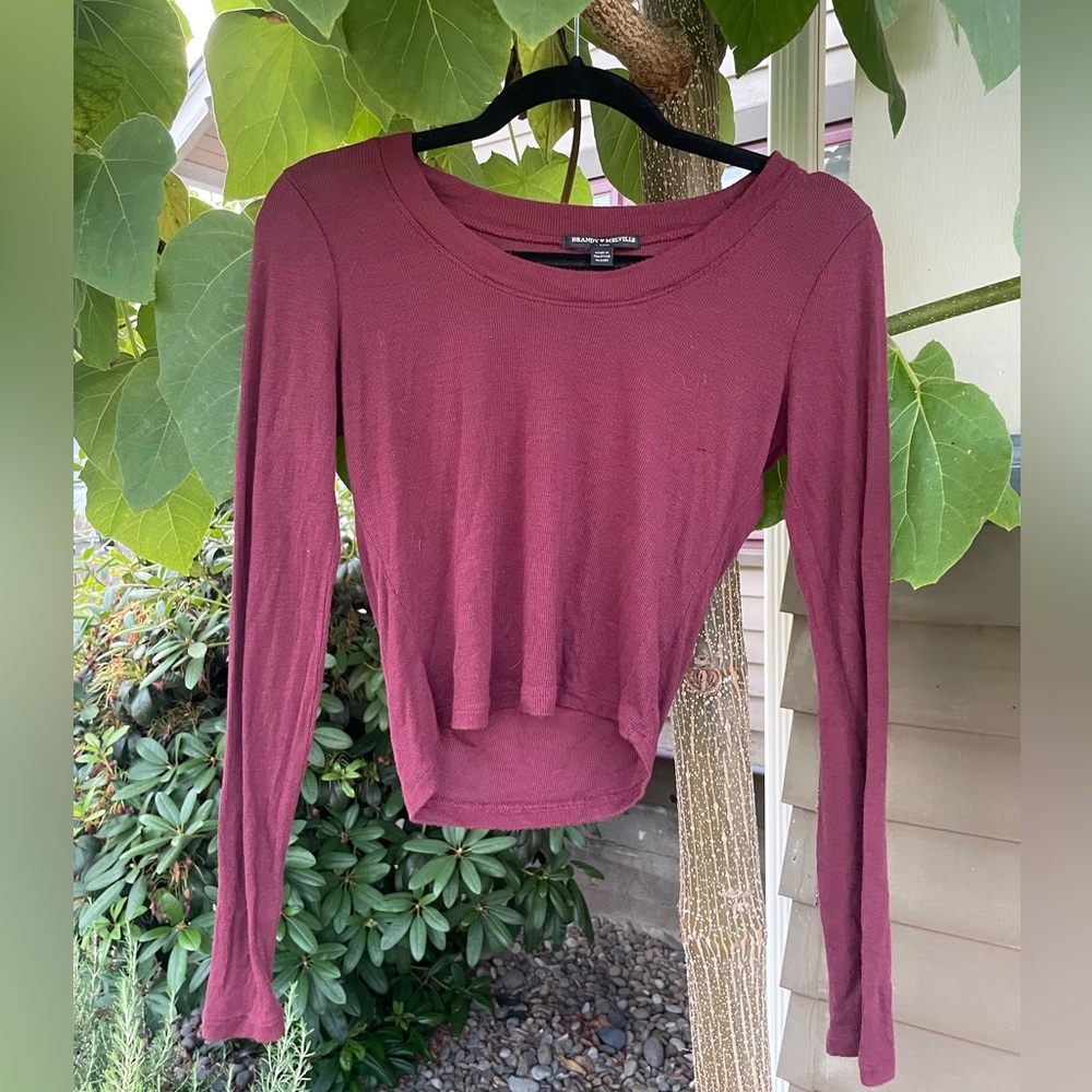 Wine Colored Brandy Melville Long Sleeve Tee